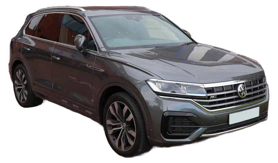 Location Touareg Marrakech : Volkswagen Touareg grise, vue trois quarts avant