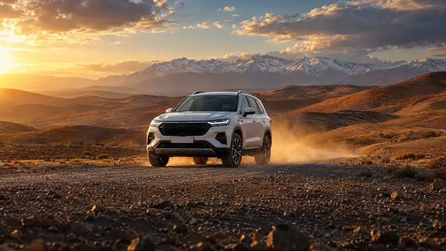 4x4 rental Marrakech, a Choumacars Range Rover Sport on an Atlas mountain road