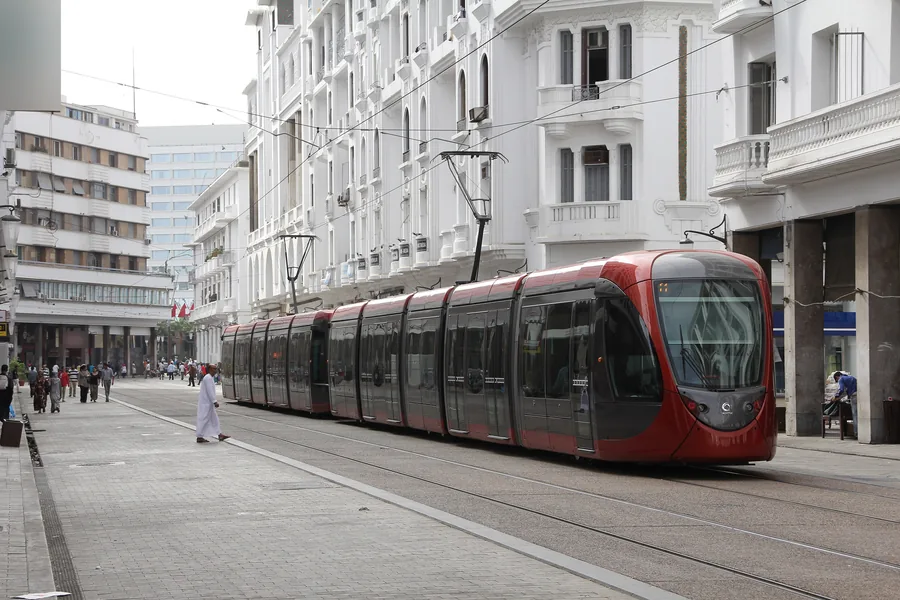 Car rental Casablanca: tram on a city centre boulevard