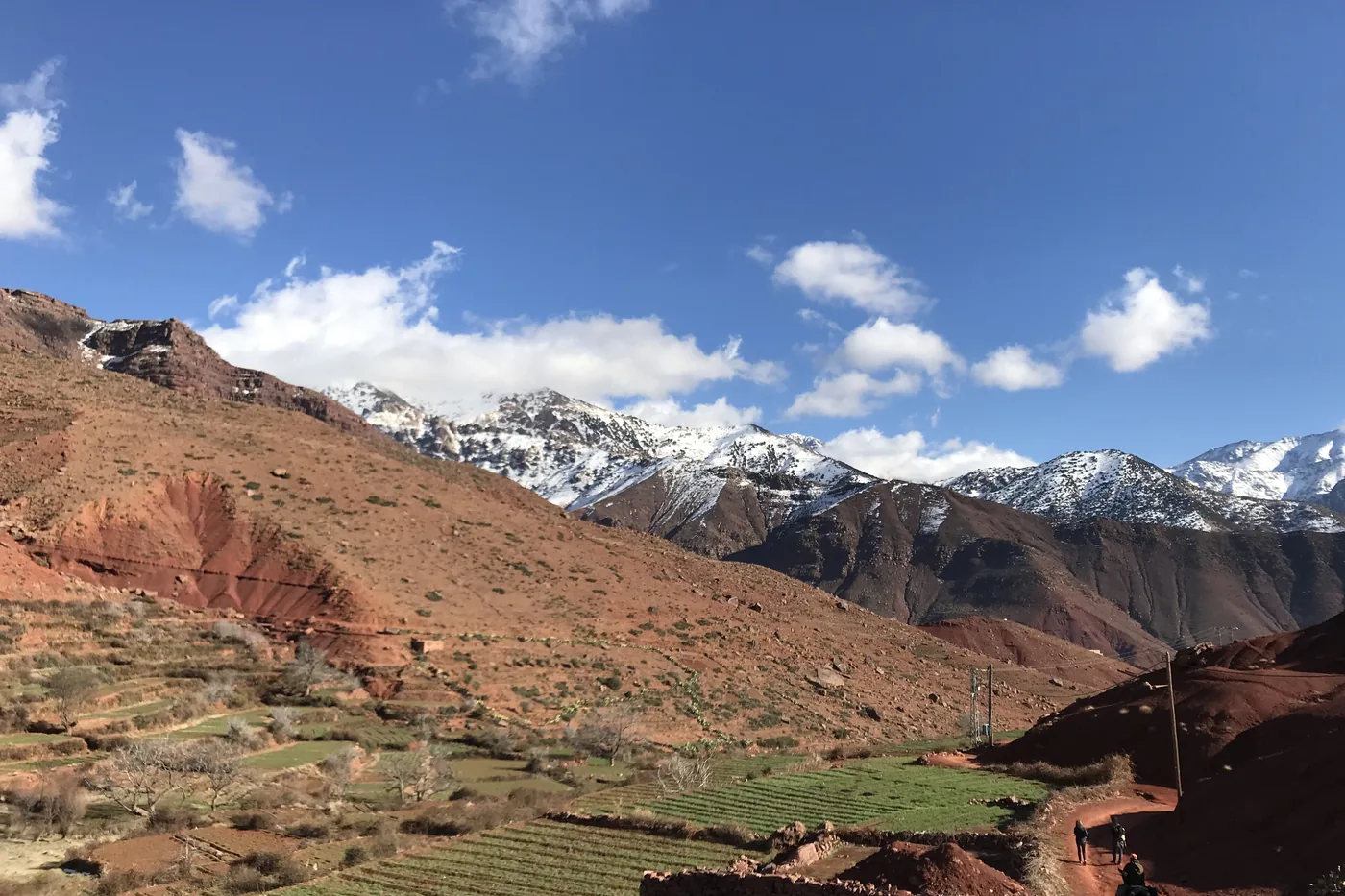 Excursion Marrakech : sommets enneigés de l'Atlas au-dessus de l'Ourika