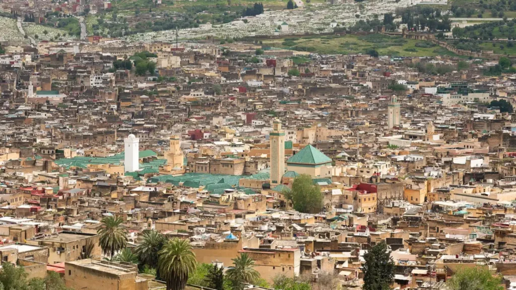 Marrakech to Fes by car: Fes medina seen from the hills