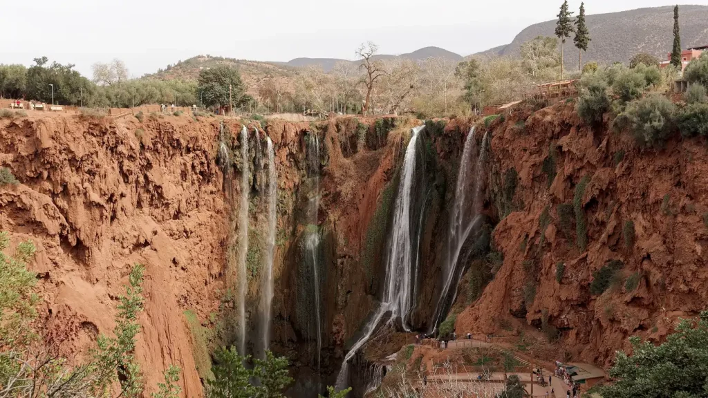 Ouzoud waterfalls: the falls and red canyon from the viewpoint